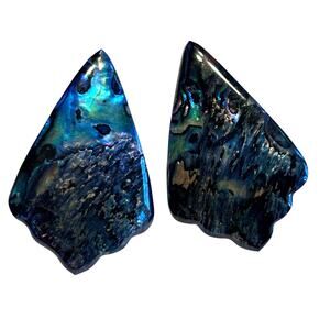 Pierced earrings blue green abalone mod beachy casual coastal resort jewelry